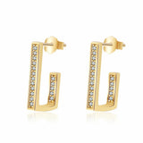 925 Silver Geometry Drop Earrings with Zircon Inlay