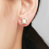 925 Silver Stud Earrings Round Pearl Tiny Earrings Daily Wedding Party Gift