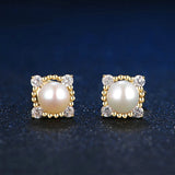 925 Silver Stud Earrings Round Pearl Tiny Earrings Daily Wedding Party Gift
