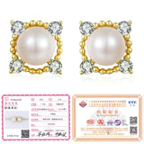 925 Silver Stud Earrings Round Pearl Tiny Earrings Daily Wedding Party Gift