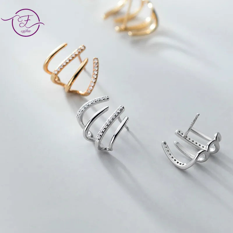 925 Silver Diamond Claw Stud Earrings for Women