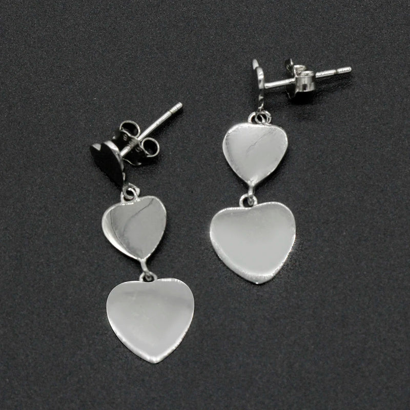 925 Silver Heart Stud Earrings Romantic Love for Women Wedding Jewelry