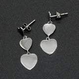 925 Silver Heart Stud Earrings Romantic Love for Women Wedding Jewelry