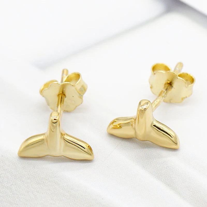 925 Silver Dolphin Tail Mermaid Earrings Wedding Jewelry
