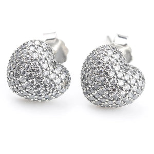 925 Silver Heart Shape Stud Earrings with Clear Zircon