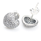 925 Silver Heart Shape Stud Earrings with Clear Zircon