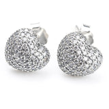 925 Silver Heart Shape Stud Earrings with Clear Zircon
