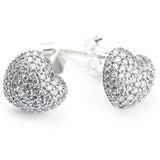 925 Silver Heart Shape Stud Earrings with Clear Zircon