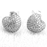 925 Silver Heart Shape Stud Earrings with Clear Zircon
