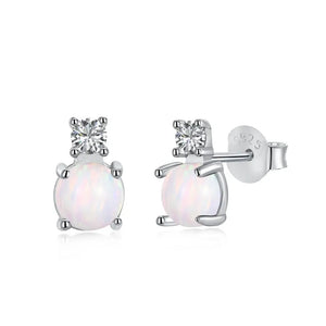 925 Silver Opal Bead Stud Earrings for Women Jewelry