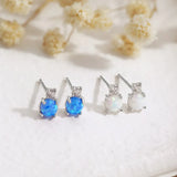 925 Silver Opal Bead Stud Earrings for Women Jewelry