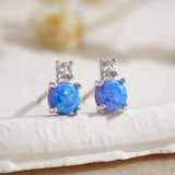925 Silver Opal Bead Stud Earrings for Women Jewelry