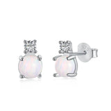 925 Silver Opal Bead Stud Earrings for Women Jewelry