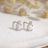 925 Silver Opal Bead Stud Earrings for Women Jewelry