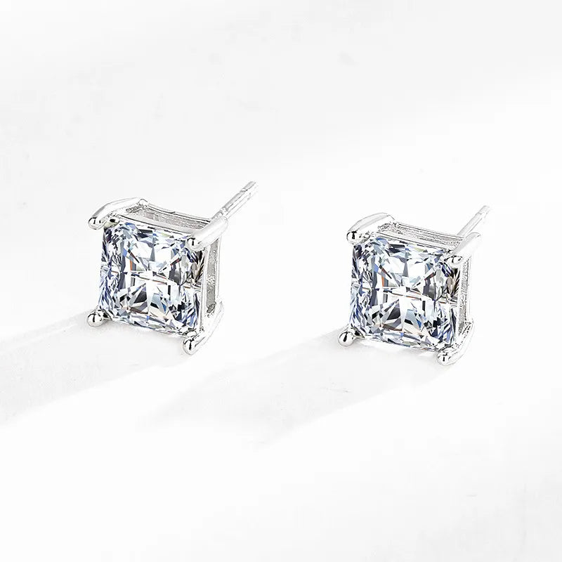 925 Silver Stud Earrings Zircon Men Women Jewelry Couple Gift