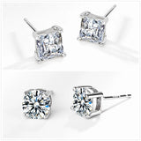 925 Silver Stud Earrings Zircon Men Women Jewelry Couple Gift