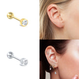 925 Silver Stud Earrings Skull Zircon Cartilage Ear Bone Piercing Pendientes
