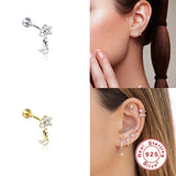 925 Silver Stud Earrings Skull Zircon Cartilage Ear Bone Piercing Pendientes