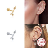 925 Silver Stud Earrings Skull Zircon Cartilage Ear Bone Piercing Pendientes