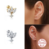 925 Silver Stud Earrings Skull Zircon Cartilage Ear Bone Piercing Pendientes