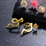 925 Silver Snake Shaped Stud Earrings for Women Fine Jewelry Gift