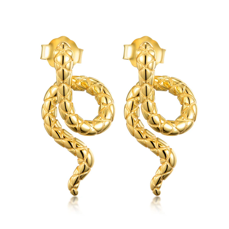 925 Silver Snake Shaped Stud Earrings for Women Fine Jewelry Gift