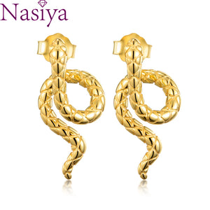 925 Silver Snake Stud Earrings Women