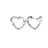 925 Silver Stud Earrings Pansy Flower Heart Hoop Earring
