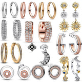925 Silver Stud Earrings Sparkling Pav Triple Sun Drop Hoops