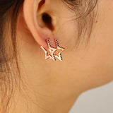 925 Silver Star Shape Cz Stud Earrings Women Wedding Gift
