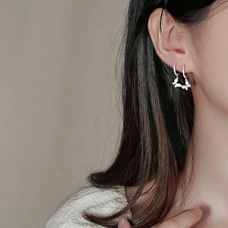 925 Silver Stud Earrings Vintage Butterfly zircon Earrings