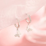 925 Silver Stud Earrings Vintage Butterfly zircon Earrings