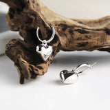 925 Silver Heart Stud Earrings for Women Couple Gift