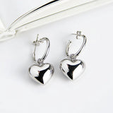 925 Silver Heart Stud Earrings for Women Couple Gift