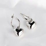925 Silver Heart Stud Earrings for Women Couple Gift