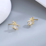 925 Silver Stud Earrings CZ Korea Women's Jewelry Small Earrings