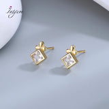925 Silver Stud Earrings CZ Korea Women's Jewelry Small Earrings