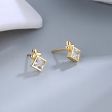925 Silver Stud Earrings CZ Korea Women's Jewelry Small Earrings