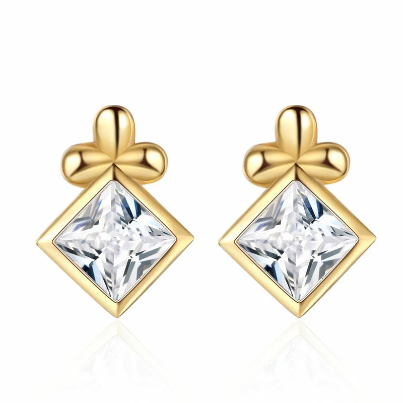 925 Silver Stud Earrings CZ Korea Women's Jewelry Small Earrings