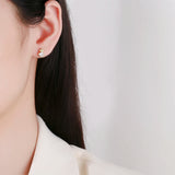 925 Silver Stud Earrings CZ Korea Women's Jewelry Small Earrings