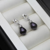 925 Silver Water Drop Pearl Stud Earrings for Women