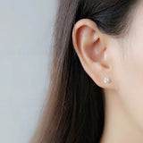 925 Sterling Silver Stud Earrings Retro Knot Ethnic Style Plush Ball Ear Jewelry
