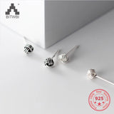 925 Sterling Silver Stud Earrings Retro Knot Ethnic Style Plush Ball Ear Jewelry