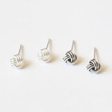 925 Sterling Silver Stud Earrings Retro Knot Ethnic Style Plush Ball Ear Jewelry