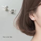 925 Sterling Silver Stud Earrings Retro Knot Ethnic Style Plush Ball Ear Jewelry