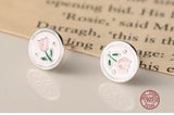 Tulip Flower Enamel Stud Earrings - Hypoallergenic