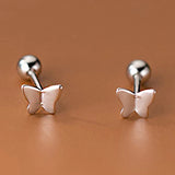 925 Silver Butterfly Stud Earrings for Girls Party Club Gift