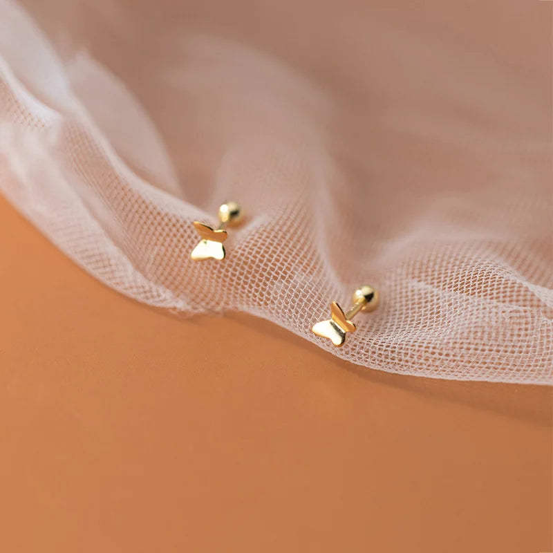 925 Silver Butterfly Stud Earrings for Girls Party Club Gift