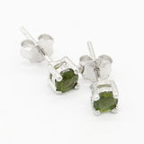 925 Silver Stud Earrings Green Tourmaline Girls Women