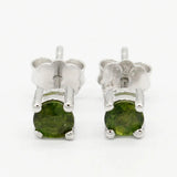 925 Silver Stud Earrings Green Tourmaline Girls Women